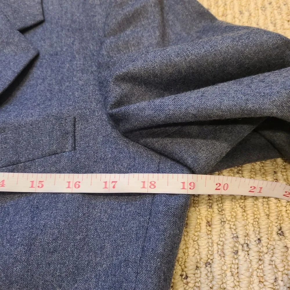Yves Saint Laurent Mens 100% Wool Sport Coat Blue Double Vented Blazer Jacket